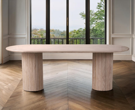 Messina Dining Table in Travertine from Meridian - Luna Furniture