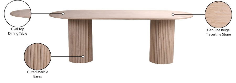 Messina Dining Table in Travertine from Meridian - Luna Furniture