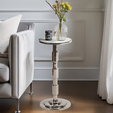 Metal, 10"dx21"h Side Table W/ Mirror Top, Silver from Sagebrook Home - Luna Furniture