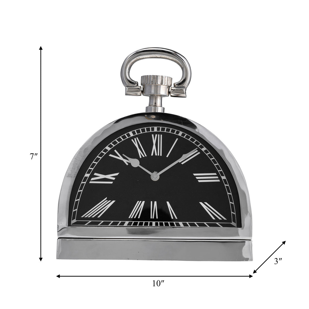 Metal,10"h,leaning Table-clock W/handle,nickel from Sagebrook Home - Luna Furniture