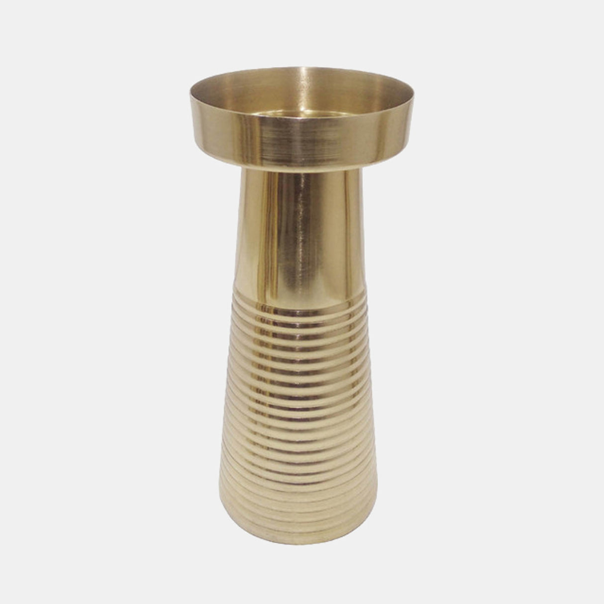 Metal, 10"h Striped Pillar, Gold - 17373-05