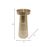 Metal, 10"h Striped Pillar, Gold - 17373-05