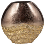 Metal, 10" Ridged Round Vase, Black/gold from Sagebrook Home - Luna Furniture