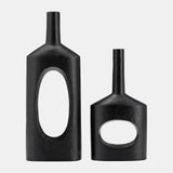 Metal,12"h, Small Modern Open Cut Out Vase,black from Sagebrook Home - Luna Furniture