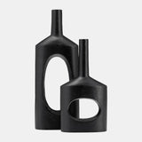 Metal,12"h, Small Modern Open Cut Out Vase,black from Sagebrook Home - Luna Furniture