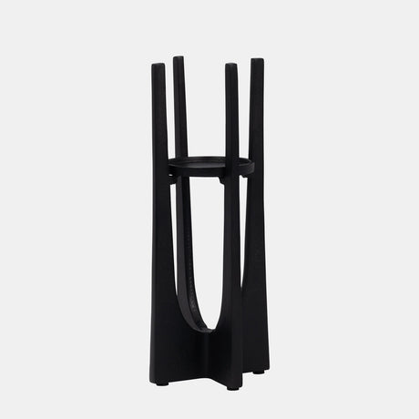 Metal, 12" Pillar Candle Holder, Black from Sagebrook Home - Luna Furniture