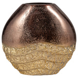 Metal, 12" Ridged Round Vase, Black/gold from Sagebrook Home - Luna Furniture