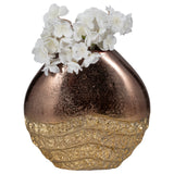 Metal, 12" Ridged Round Vase, Black/gold from Sagebrook Home - Luna Furniture