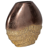 Metal, 12" Ridged Round Vase, Black/gold from Sagebrook Home - Luna Furniture