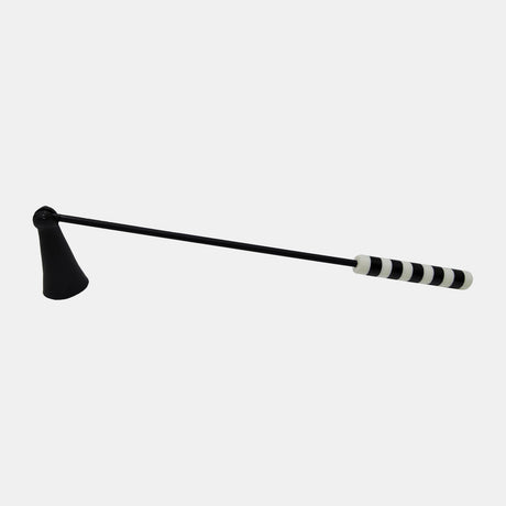 Metal, 13" Striped Candle Snuffer, White/black from Sagebrook Home - Luna Furniture