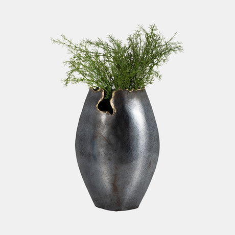 Metal, 14" Chipped Vase, Black from Sagebrook Home - Luna Furniture