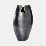 Metal, 14" Chipped Vase, Black from Sagebrook Home - Luna Furniture