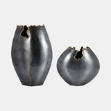 Metal, 14" Chipped Vase, Black from Sagebrook Home - Luna Furniture