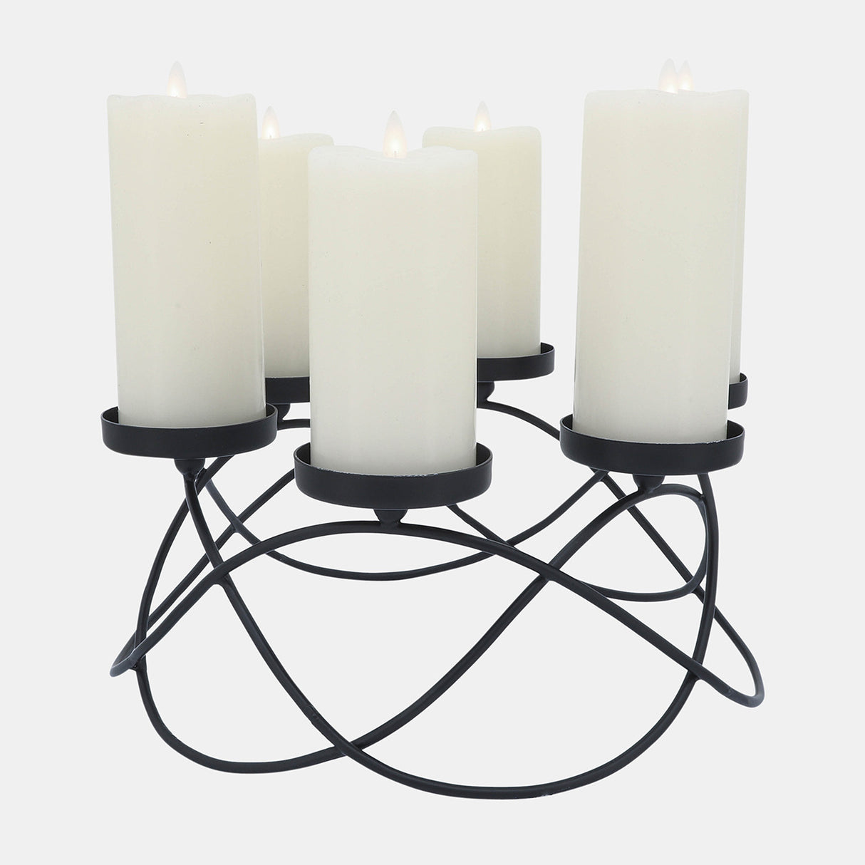 Metal, 14"l 6-pillar Holders, Black from Sagebrook Home - Luna Furniture