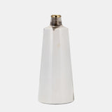 Metal, 15"h Vase With Ring Lid, White/gold from Sagebrook Home - Luna Furniture