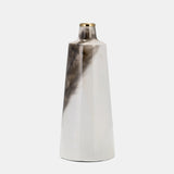 Metal, 15"h Vase With Ring Lid, White/gold from Sagebrook Home - Luna Furniture