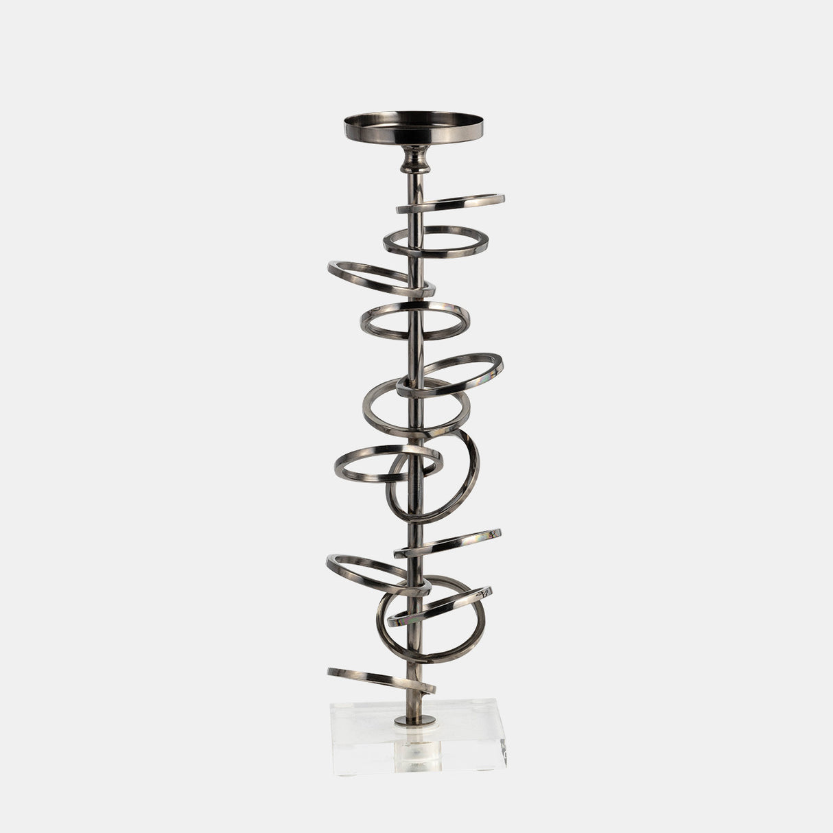 Metal, 15" Ring Toss On Acrylic Candleholder, Gunm from Sagebrook Home - Luna Furniture