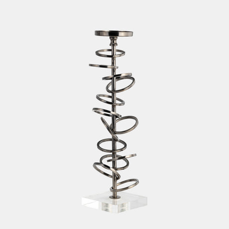 Metal, 15" Ring Toss On Acrylic Candleholder, Gunm from Sagebrook Home - Luna Furniture