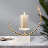 Metal, 17" Crescent Candle Holder, Gold from Sagebrook Home - Luna Furniture