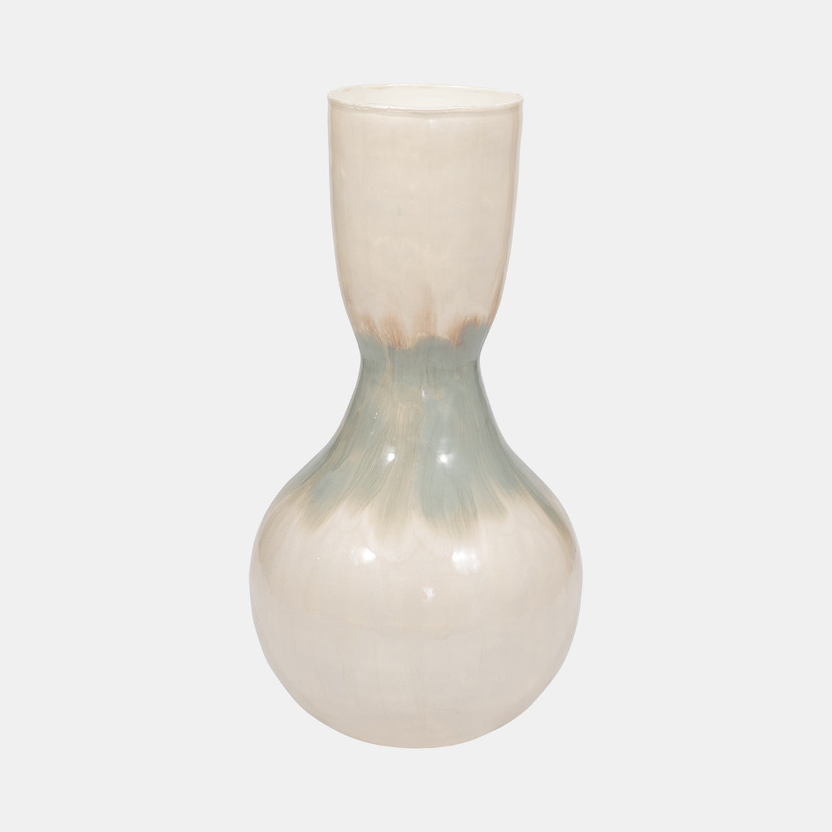 Metal, 18" Bulbous Vase, Pearl from Sagebrook Home - Luna Furniture