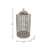 Metal, 18" Lidded Jar, Silver from Sagebrook Home - Luna Furniture