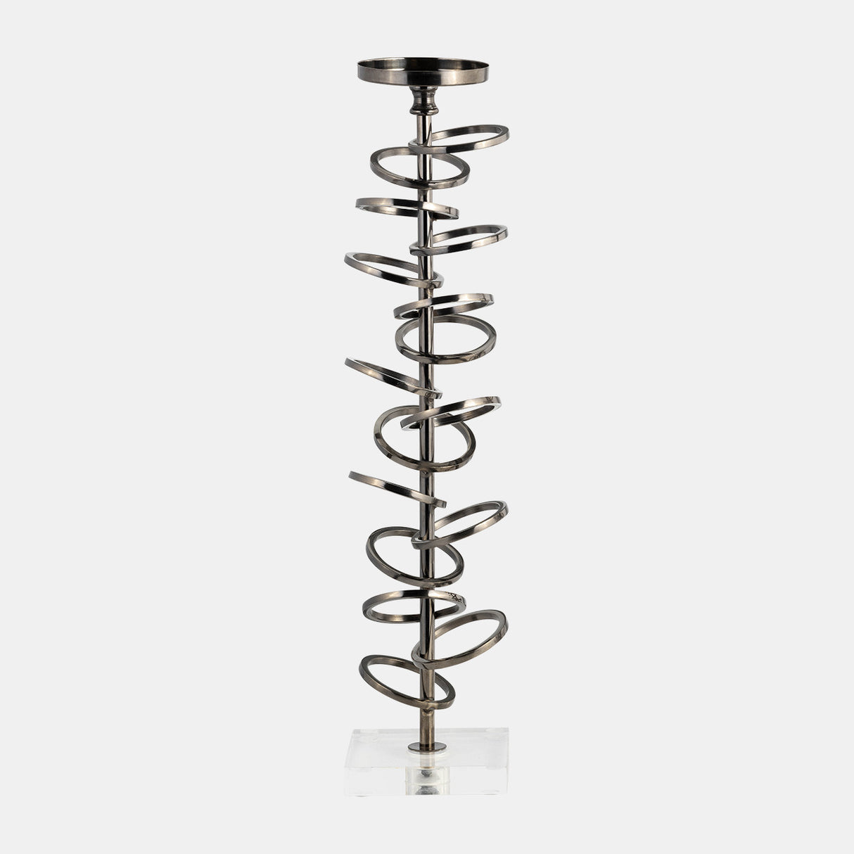 Metal, 18" Ring Toss On Acrylic Candleholder, Gunm from Sagebrook Home - Luna Furniture