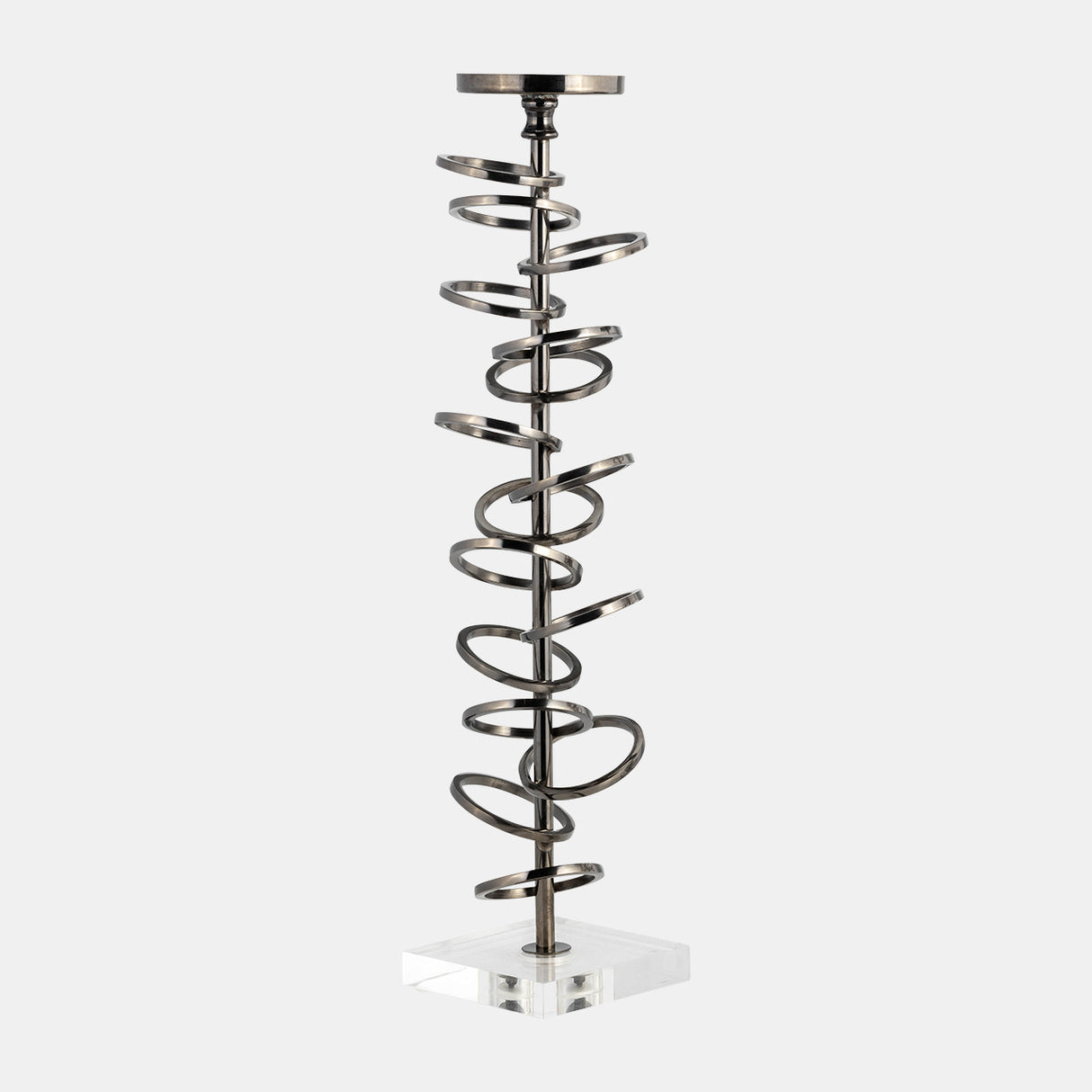 Metal, 18" Ring Toss On Acrylic Candleholder, Gunm from Sagebrook Home - Luna Furniture