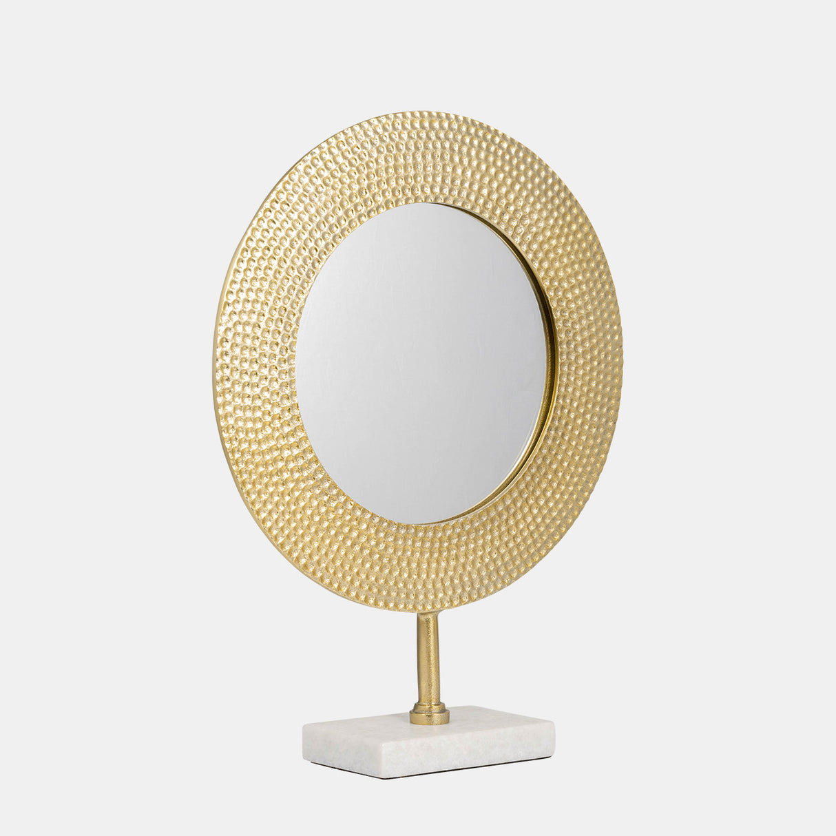 Metal 19" Hammered Mirror On Stand, Gold - 15284-03