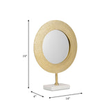 Metal 19" Hammered Mirror On Stand, Gold - 15284-03