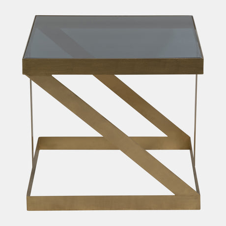 Metal, 20" Contemporary Side Table, Gold/black Gla from Sagebrook Home - Luna Furniture