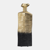 Metal,20",rigged Vase,gold/black from Sagebrook Home - Luna Furniture