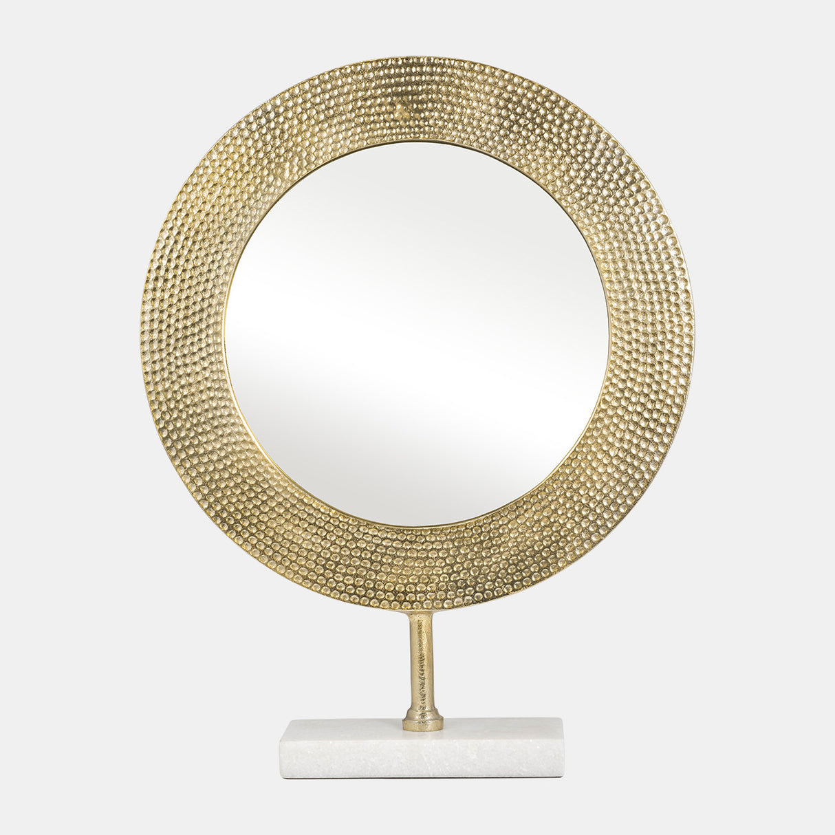 Metal 21" Hammered Mirror On Stand, Gold - 15284-01