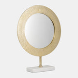 Metal 21" Hammered Mirror On Stand, Gold - 15284-01