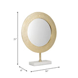 Metal 21" Hammered Mirror On Stand, Gold - 15284-01