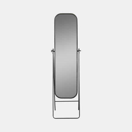 Metal, 21x69 Floor Mirror On Stand, Black - 18573