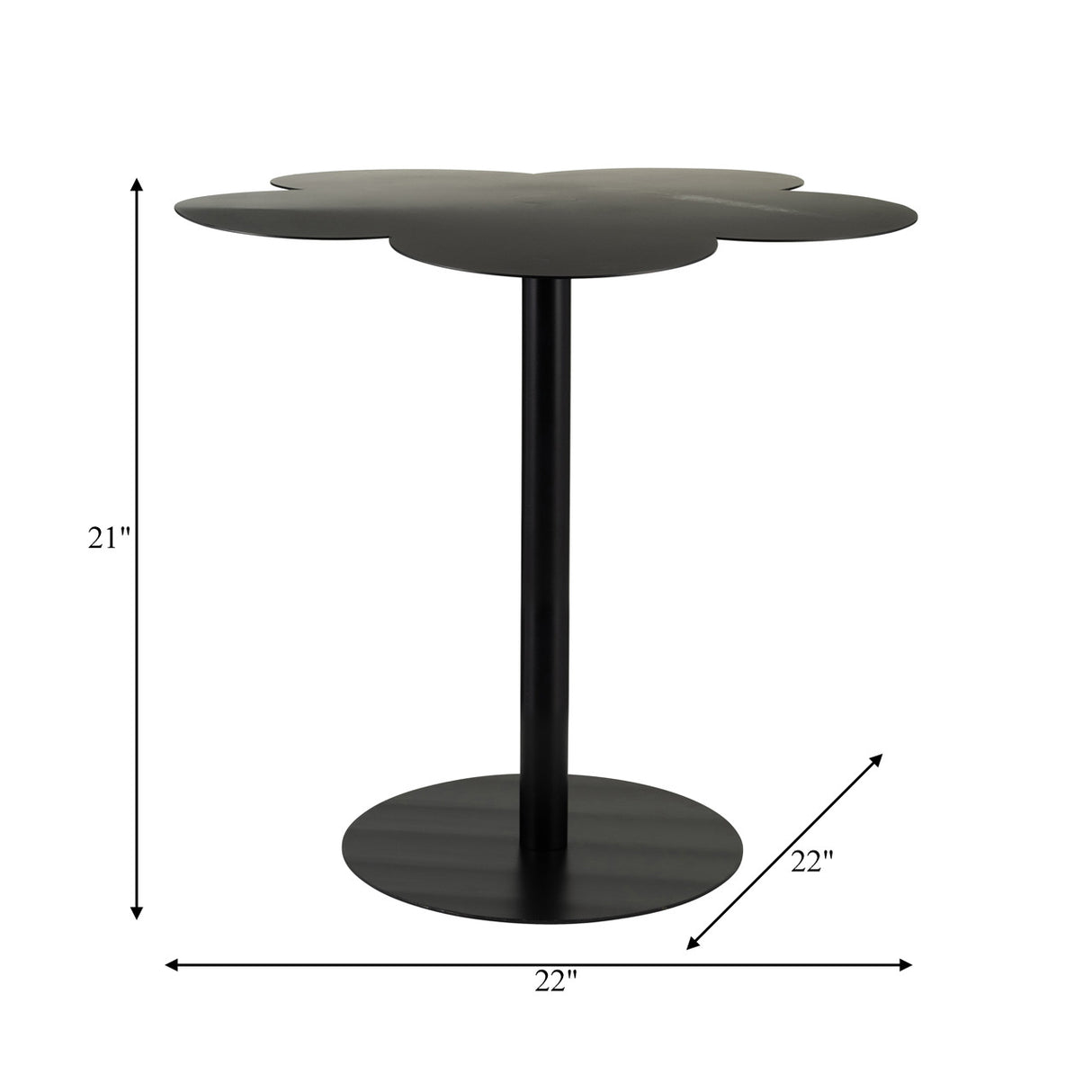 Metal, 22"dx21"h Clover Shaped Side Table,black Kd from Sagebrook Home - Luna Furniture