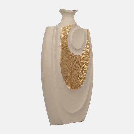 Metal, 23" Embossed Swirl Vase, Gold/nude from Sagebrook Home - Luna Furniture