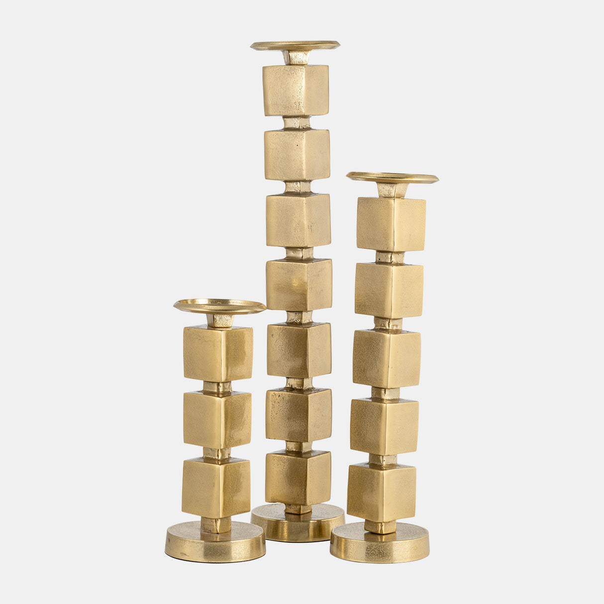 Metal, 24" Stacked Cubes Candleholder, Gold from Sagebrook Home - Luna Furniture