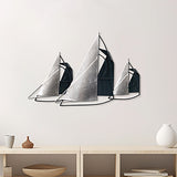 Metal, 26" Sailboats Wall Decor, Blue/silver - 18087