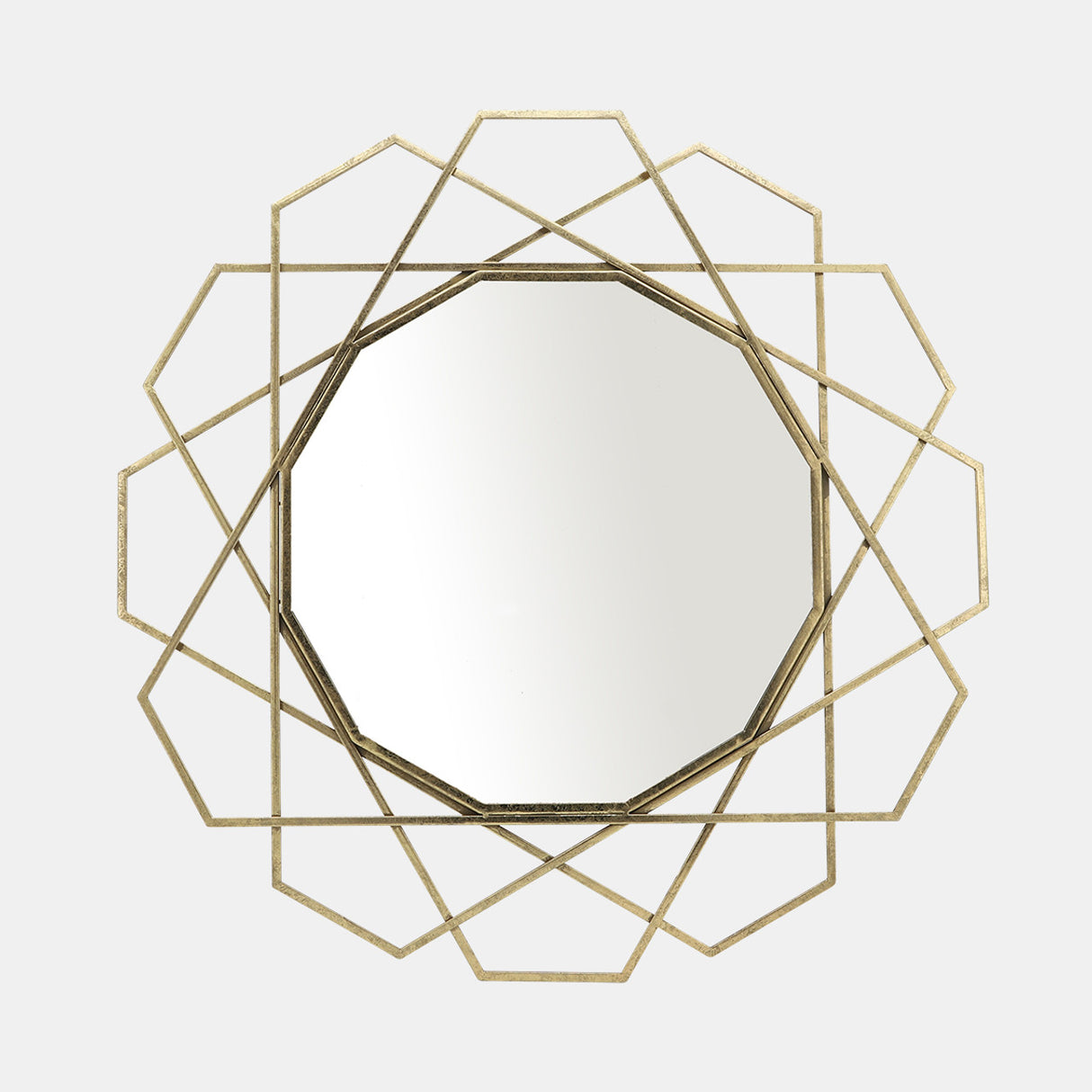 Metal 35" Geometric Mirror, Gold Wb - 14927-01