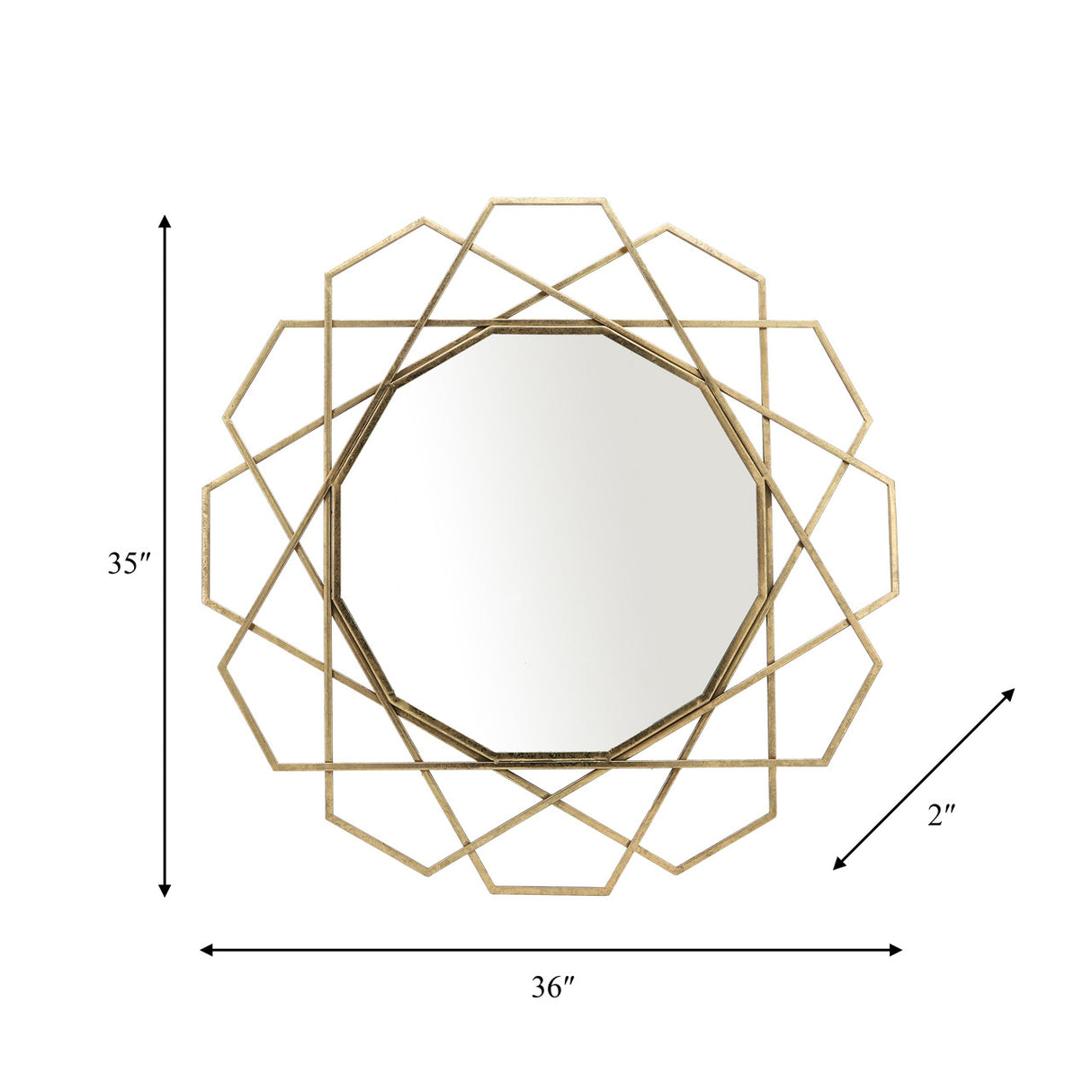 Metal 35" Geometric Mirror, Gold Wb - 14927-01