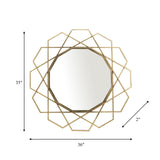 Metal 35" Geometric Mirror, Gold Wb - 14927-01