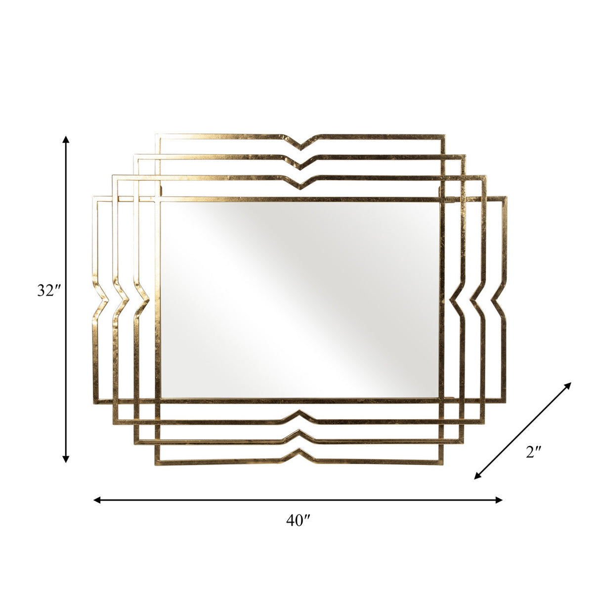 Metal 39" Rectangular Mirror,gold - 14926