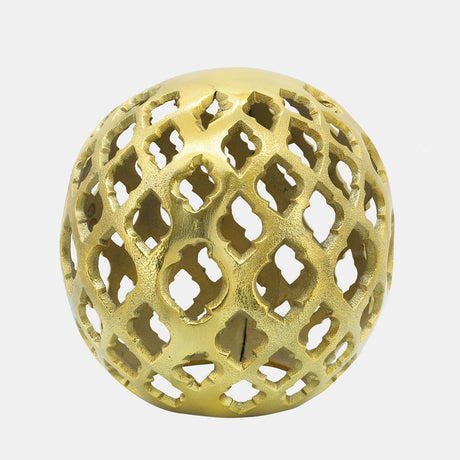 Metal, 6" Cut-out Orb, Gold from Sagebrook Home - Luna Furniture