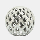 Metal, 6" Cut-out Orb, Silver from Sagebrook Home - Luna Furniture