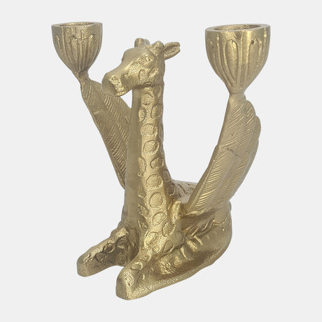 Metal, 6" Giraffe W/ Wings 2 Taper Candle Holder, - 18921