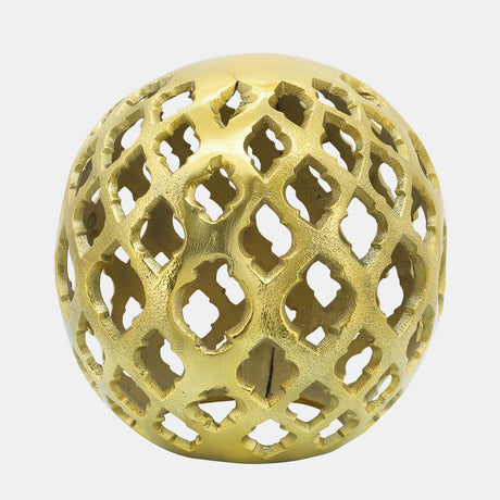 Metal, 8" Cut-out Orb, Gold from Sagebrook Home - Luna Furniture