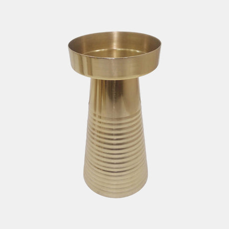 Metal, 8"h Striped Pillar, Gold - 17373-08