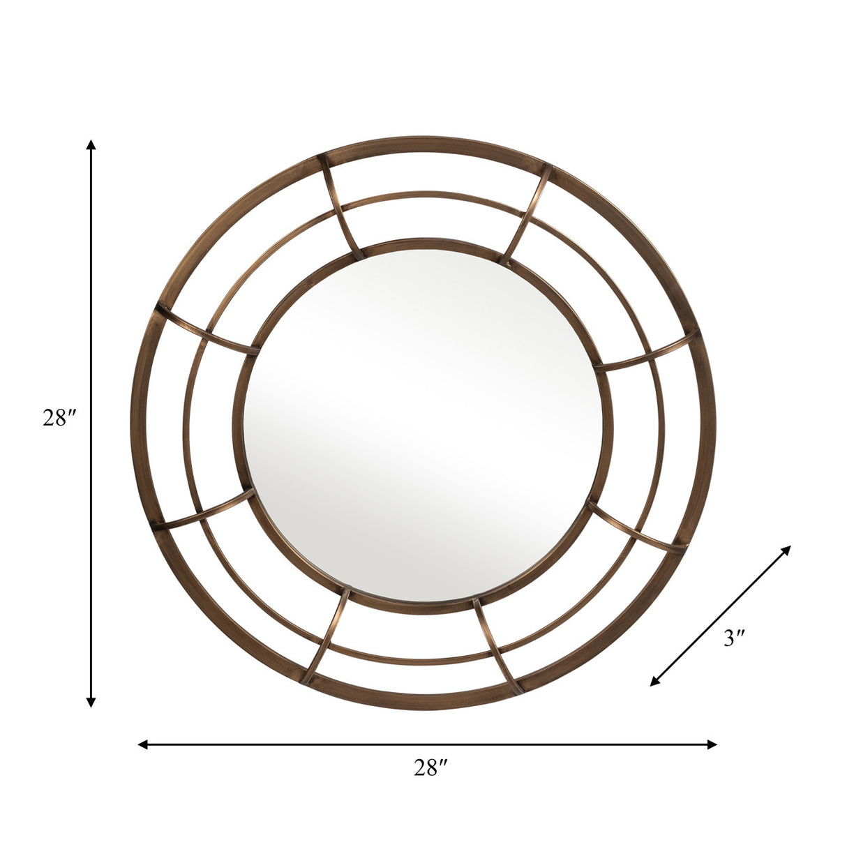 Metal Frame 28" Wall Mirror ,gold - Wb - 14658-01