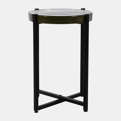Metal/glass, 17"dx22"h Side Table, Black - 17564
